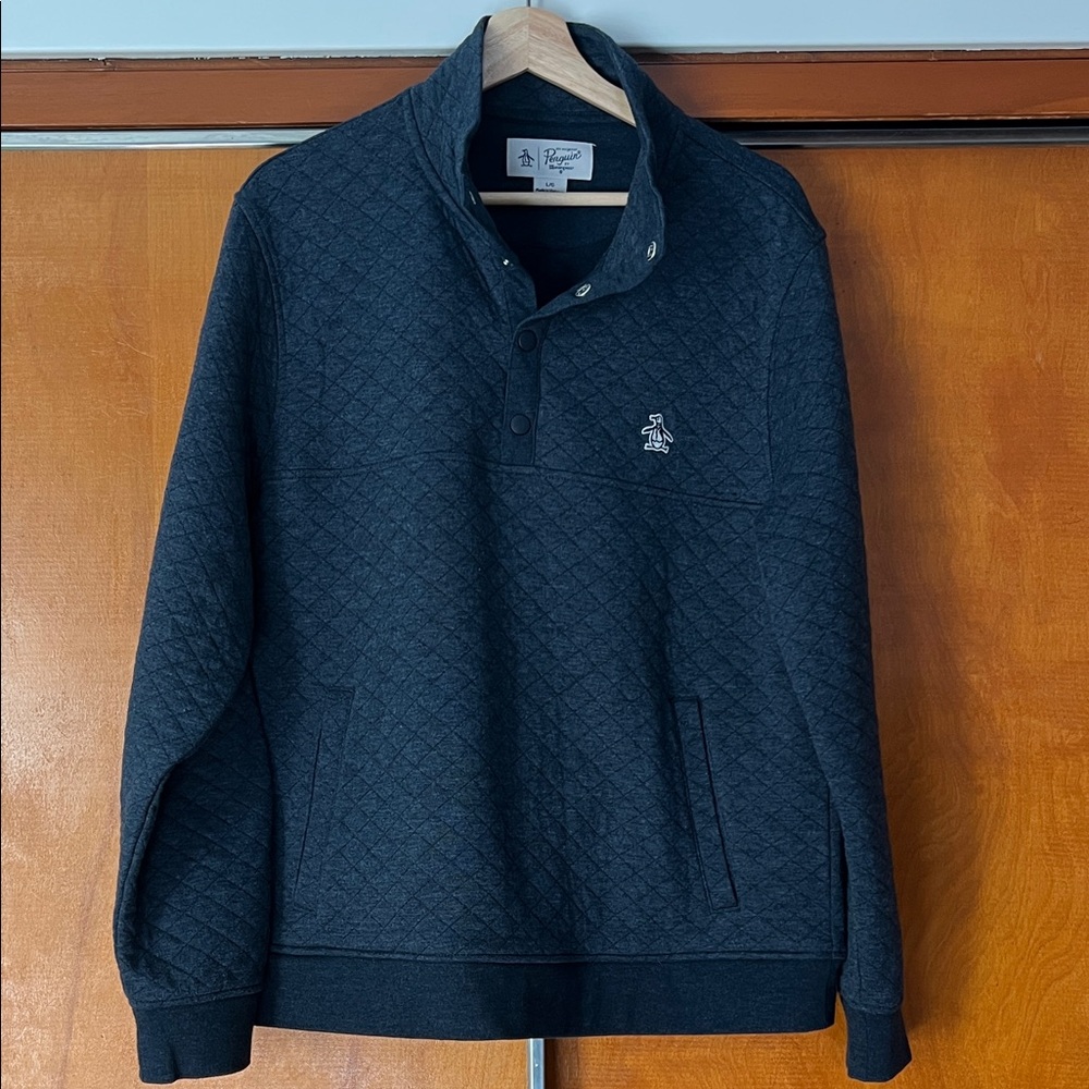 Original Penguin Men's Dark blue Quilted Crewneck Sweater